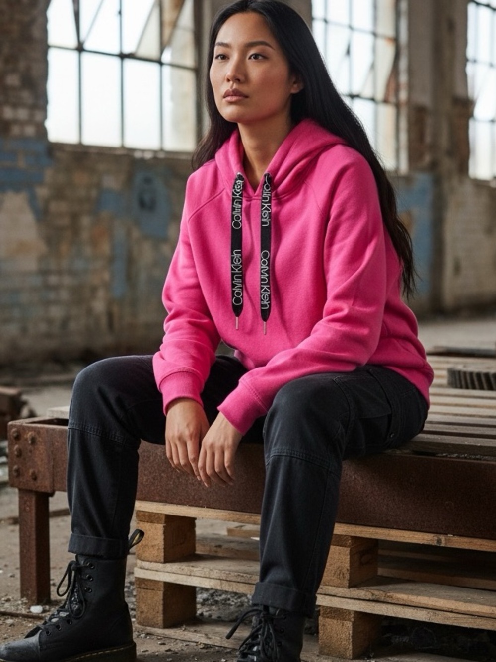 NWT Women’s XXL Calvin Klein Hot Pink Sweatshirt Shirt Hoodie.